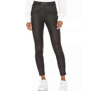 FREE PEOPLE Black Faux Suede Fitted High Waisted Straight Legging size Small